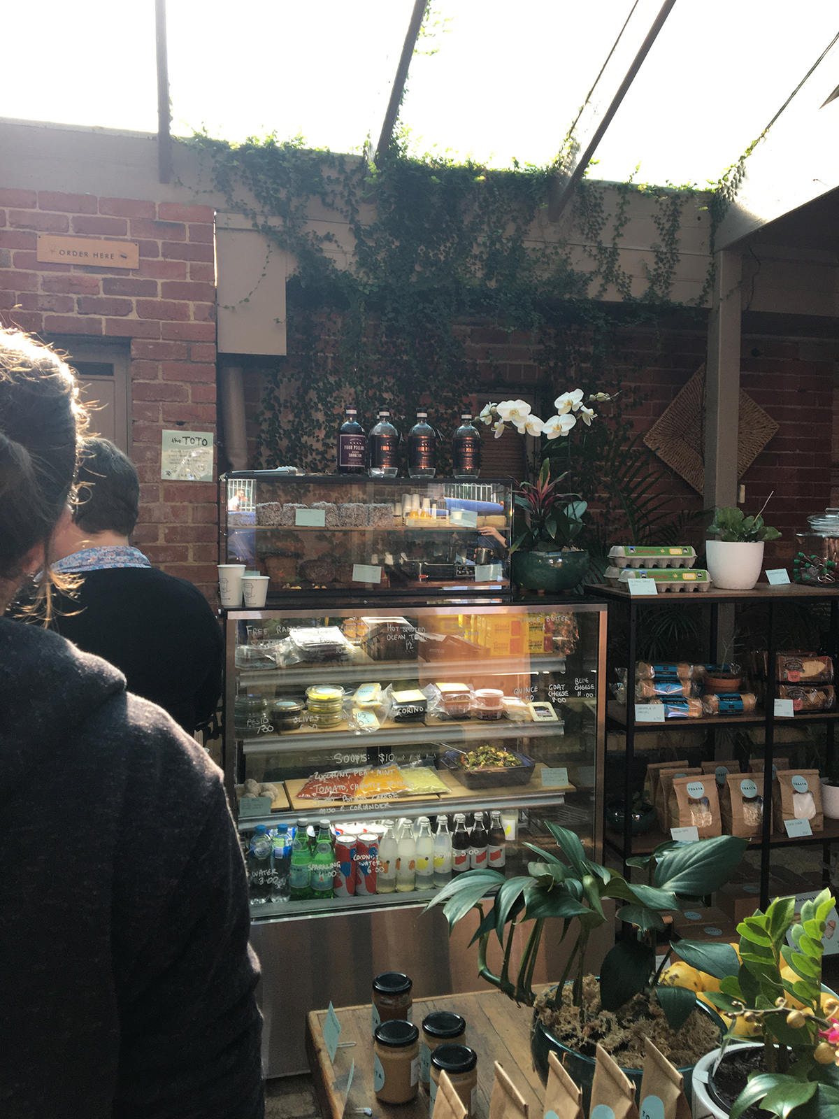 sandwiches, drinks and bakery goods