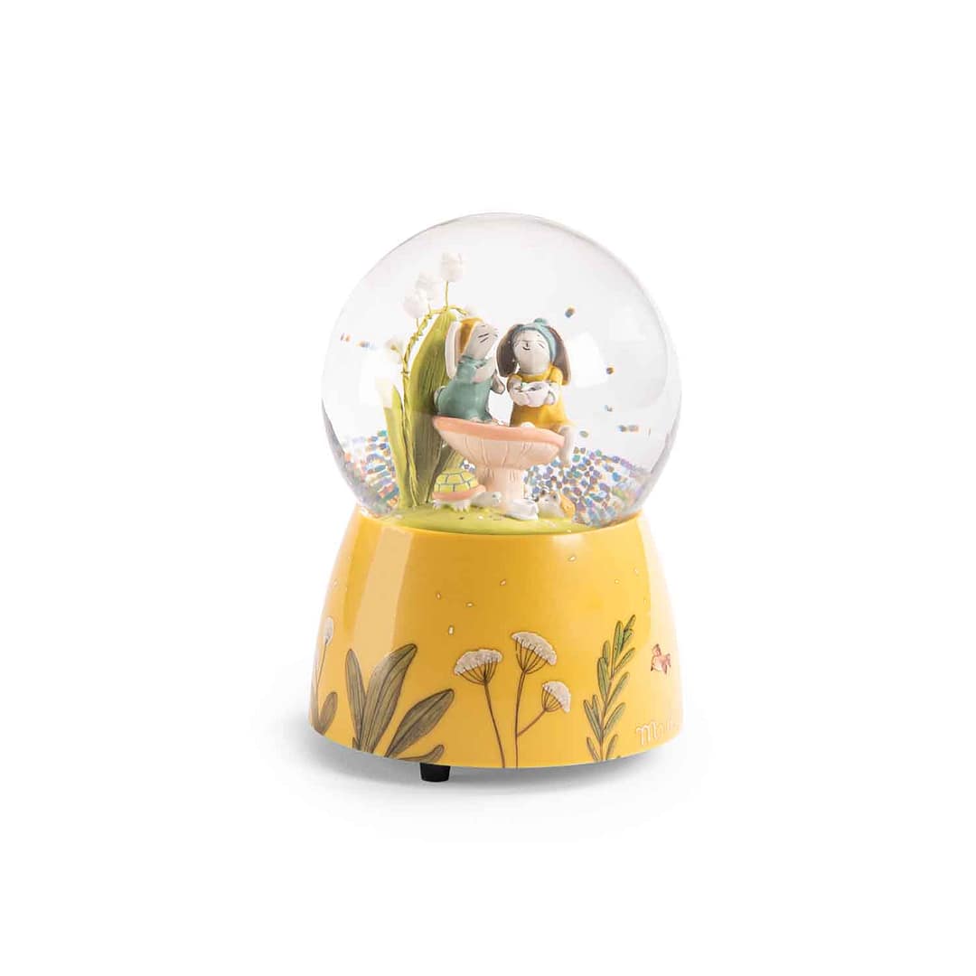 Trois Petits Lapins musical snow globe