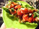 vital sustenance lettuce leaves with ground nuts spices and salsa