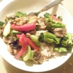 chicken stirfry on brown rice