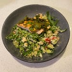 spiced baked salmon with cauliflower couscous salad