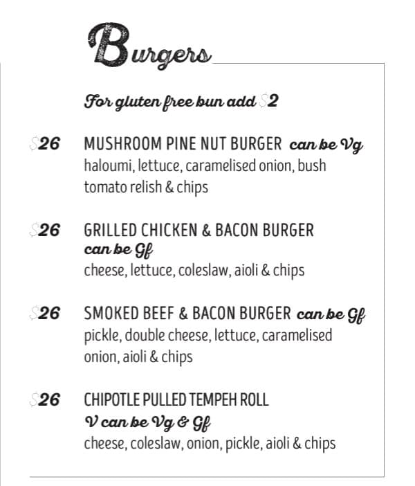 The Fox Hotel burger offerings